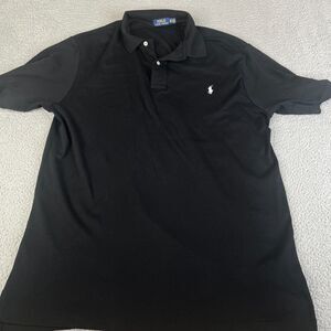 Polo Ralph Lauren Shirt Men XLT Tall Black Henley Short Sleeve White Pony Preppy